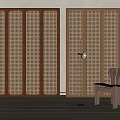 Elegant Dark Brown And Light Brown Wardrobes With Perforated Pattern In Interior Design 3d model