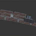 Industrial Metal Platform With Control Box Pipes Utility Pole And Railings
