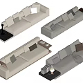 Modern White Sectional Sofa With Decorative Pillows And Side Tables 3d model