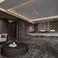 Modern Hotel Lobby Interior With Spacious Layout Marble Floor And Wooden Elements 3d model