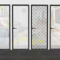 Modern Swing Doors With Black Frames And Various Frosted Glass Patterns For Interior 3d model