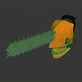 Orange Chainsaw With Black Handle Sharp Blade And Teeth Like Design 3d model