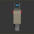 Futuristic Sci Fi Gun With Beige Gray Body And Red Accent Design Details
