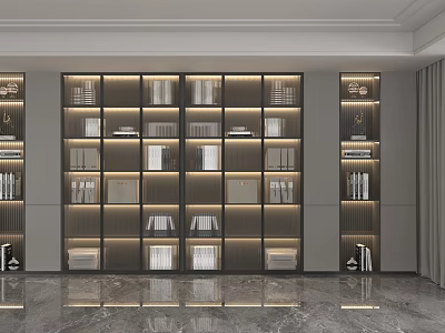 Elegant Modern Storage Shelves In Indoor Space With Illuminated Design And Organized 3d model