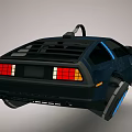 Futuristic Hover Car With Dark Colored Body Blue Glowing Wheels And Sci Fi Graphics