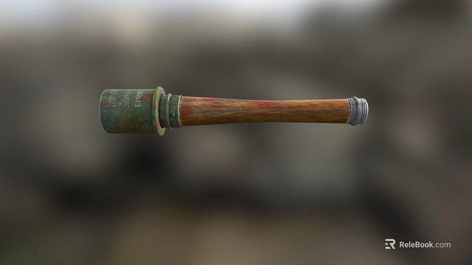 Vintage Metal Tool with Wooden Handle and Rustic Design Features 3d model