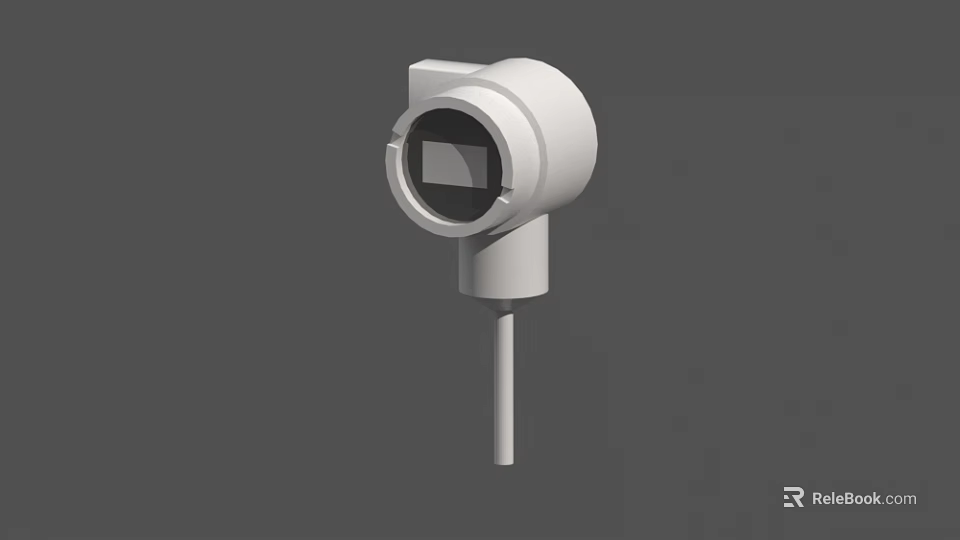 White Cylindrical Industrial Equipment Component With Circular Opening And Rod Structure 3d model 