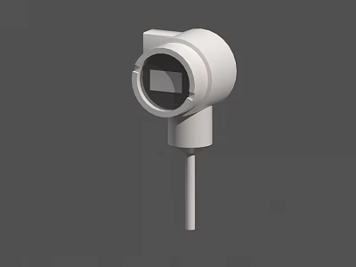 White Cylindrical Industrial Equipment Component With Circular Opening And Rod Structure 3d model