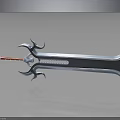 Fantasy Weapon Sword With Sharp Blade Decorative Hilt Red Yellow Handle And Metallic Sheen