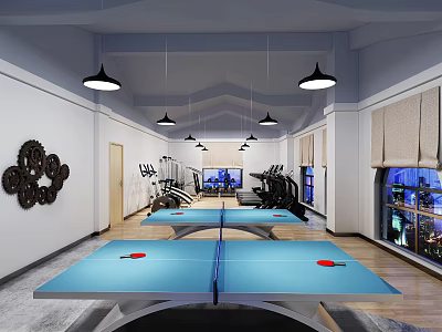 Modern Fitness Gym Interior With Workout Equipment And Training Space 3d model