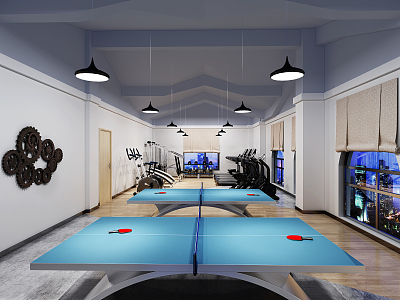 Modern Gym Reception Room 3d model