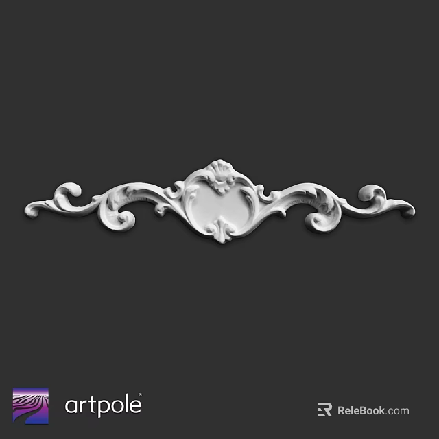 Intricate Decorative Component With Scroll Design And Central Carved Motif 3d model 