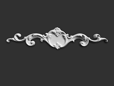 Intricate Decorative Component With Scroll Design And Central Carved Motif 3d model