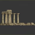 Scenic Ancient Stone Columns With Arranged Paved Blocks Landscape View