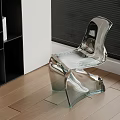 Modern Transparent Leisure Chair With Unique Twisted Design On Wooden Floor