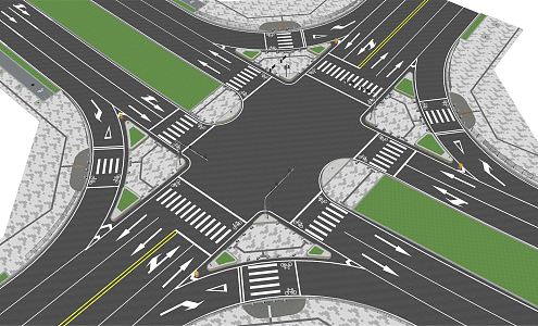 modern road city crossroads road landscape 3d model