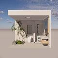 Modern Bathroom Suite With Shower Enclosure Toilet Vanity Sink And Green Plants