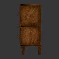 Vintage Wooden Chest of Drawers with Three Drawers Open Shelves and Wooden Legs