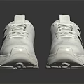Stylish White Sneakers With Thick Sole And Black Logo Design 3d model