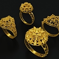 Jewelry Ring Gold Ring Curly 3d model