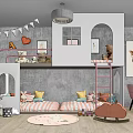 Cozy Kids Room Interior With Bunk Bed Stuffed Animals And Cloud Rocking Chair
