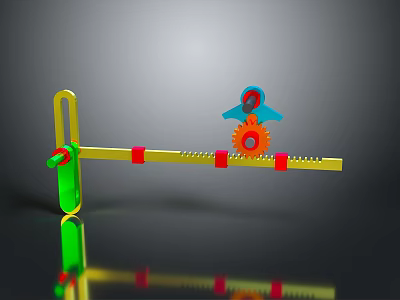 Modern Lighting Combination With Yellow Strip Red Fixtures Green Accents Orange Gear And Blue Parts 3d model