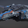 Futuristic Cosmic Spaceship Design With Blue Orange Accents And Aerospace Components