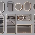 Various Shaped Modern Mirrors With LED Lights For Home Interior Design