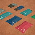 Building Components Colorful Rectangular Tarps with Wrinkles in Various Colors on Ground 3d model