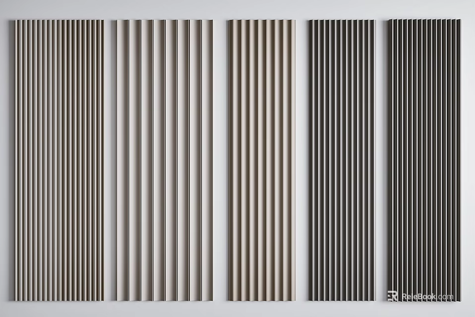 Multiple Styles Wainscoting With Vertical Stripe Texture And Various Colors 3d model 