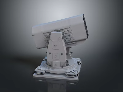 Naval Close In Weapon System With Rotating Turret And Sturdy Base Structure 3d model