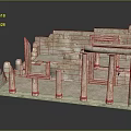 Ancient Stone Ruins Model With Columns Arches And Detailed Architectural Structure