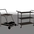 Commercial Equipment Black Utility Carts With Wheels And Multi Tier Storage Shelves For Service