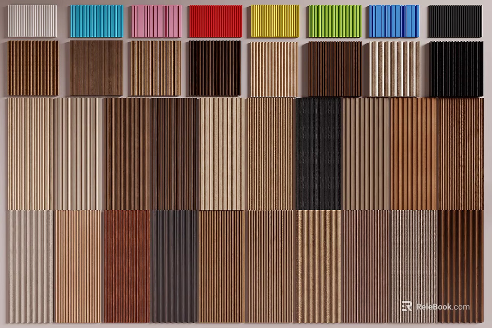 Various Styles Of Wood Grain Wall Panels In Different Colors And Textures 3d model 