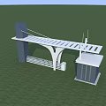 Modern Entrance Gate Design With White Canopy Guardhouse Green Lawn And Blue Sky