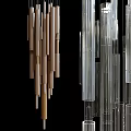 Modern Elegant Transparent Tubular Glass Chandelier with Multiple Hanging Pendant Elements