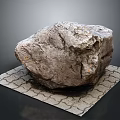 Natural Wood Stone Material With Rough Surface On Grid Pattern Mat