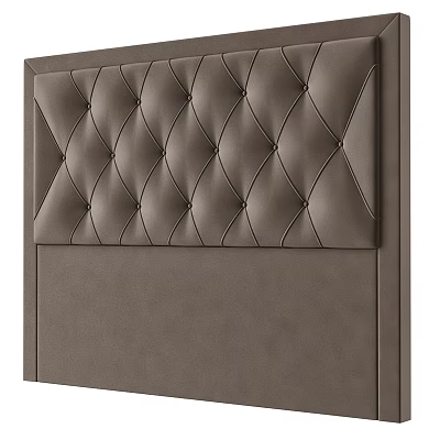 Brown Leather Headboard With Diamond Tufted Design For Bedroom Decor 3d model