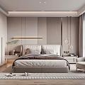 Modern Bedroom Interior Design With Comfortable Bed Nightstands Armchair Large Windows And Bookshelves
