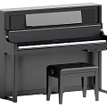 Modern Black Upright Piano With Matching Stool For Home Music Room