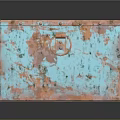 Turquoise Rusted Metal Storage Container With Divided Compartments And Rivet Details