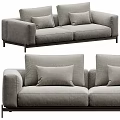 Modern Gray Fabric Double Sofa With Modern Design And Comfortable Cushions 3d model