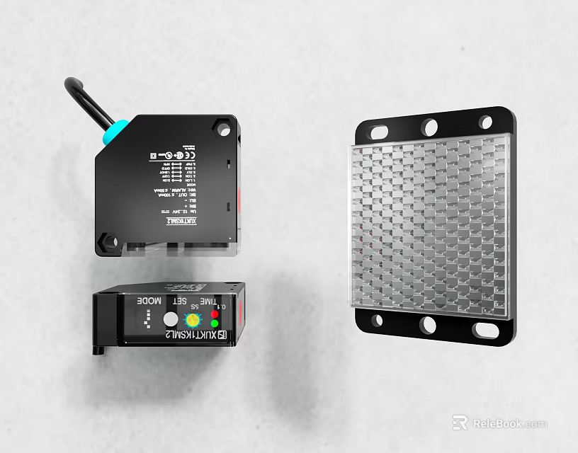 Industrial Equipment Wireless Sensor Indicator Module And Metal Mounting Plate 3d model 