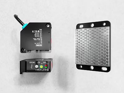 Industrial Equipment Wireless Sensor Indicator Module And Metal Mounting Plate 3d model