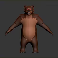 Red Cartoon Bear 3D Model With Standing Pose Open Arms And Light Colored Belly
