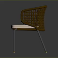 Leisure Chair With Stylish Wicker Backrest Pink Cushion And Metal Legs