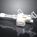 White Car Mechanical Component With Orange Accents And Detailed Engineering Structure