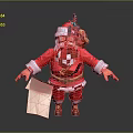 Santa Claus Character In Red Suit Holding Paper With Reindeer Companion