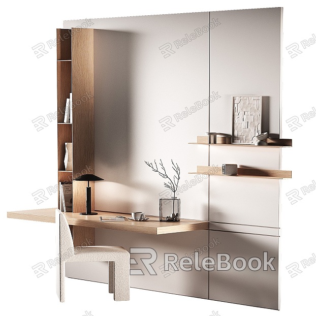 Modern Bookcase Desk Decoration Books model