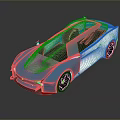 Futuristic Blue And White Sleek Design Car With Transparent Roof And Unique Body Structure